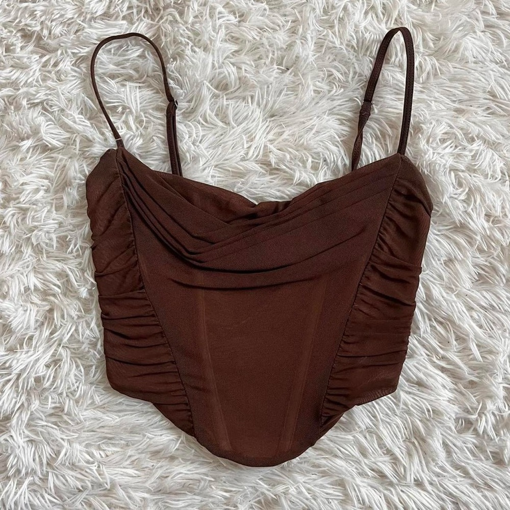 White Fox brown corset mesh going out top